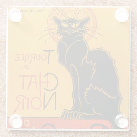 黒猫ヴィンテージハロウィーンスティインレンポスター ガラスコースター (裏面)