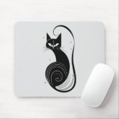 黒猫ヴィンテージマウスパッド マウスパッド (マウス)