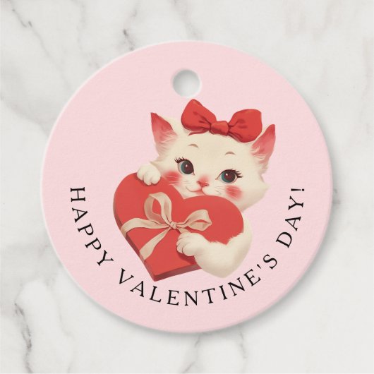 黒猫ヴィンテージ猫バレンタインデー フェイバータグ (正面)