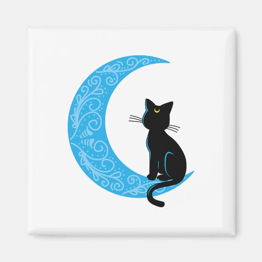 黒猫三日月セーラーママ マグネット (正面)