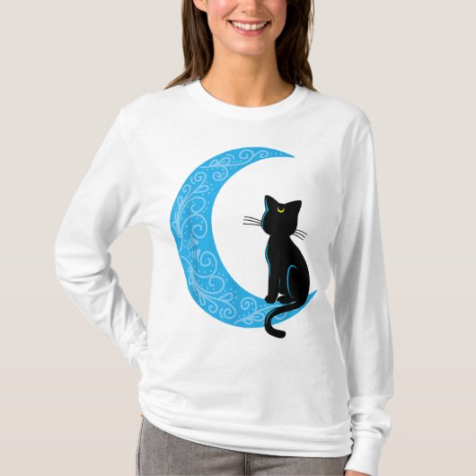 黒猫三日月セーラーママ Tシャツ (正面)