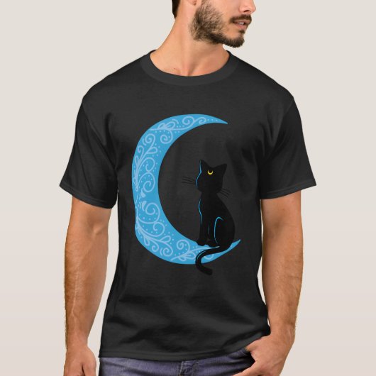 黒猫三日月セーラーママ Tシャツ (正面)