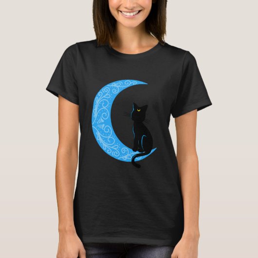 黒猫三日月セーラーママ Tシャツ (正面)
