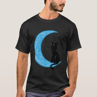 黒猫三日月 セーラー ママ Tシャツ