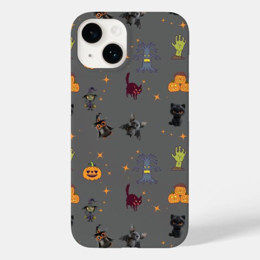 黒猫不気味とカボチャのハロウィーンパターン Case-Mate iPhoneケース (裏面)