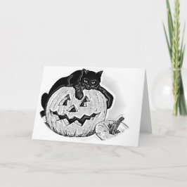 黒猫不気味とカボチャのハロウィーン カード