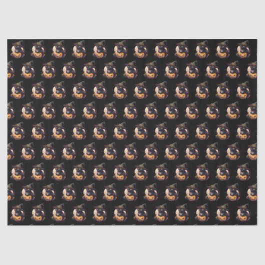 黒猫不気味とジャック・オ・ランタン・オレンジ 薄葉紙 (正面)