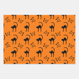 黒猫不気味とボーンズのハロウィーンギフト ラッピングペーパーシート