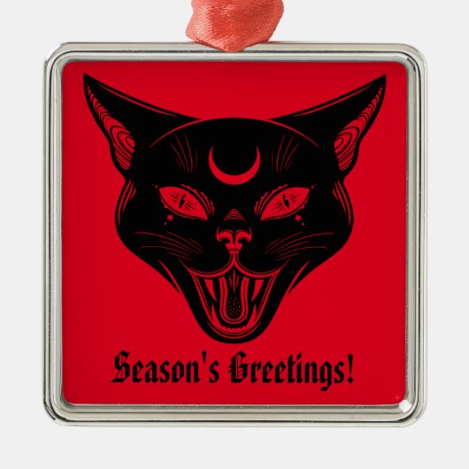 黒猫不気味のクリスマス飾り メタルオーナメント (正面)