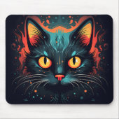 黒猫不気味イラストレーショングラフィックハロウィン マウスパッド (正面)