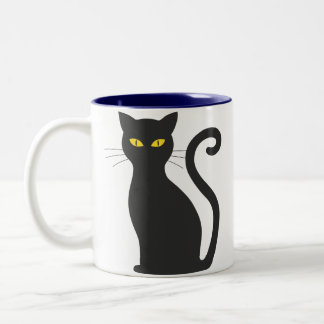 黒猫不気味コーヒーマグ ツートーンマグカップ