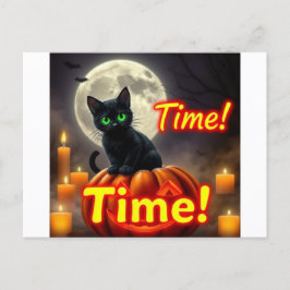 黒猫不気味ハロウィン葉書 シーズンポストカード