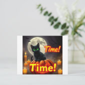 黒猫不気味ハロウィン葉書 シーズンポストカード (スタンド正面)