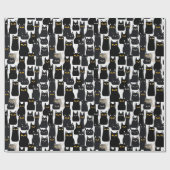 黒猫不気味ハロウィン ラッピングペーパー (フラット)