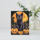 黒猫不気味ハロウィーンカボチャ ポストカード (スタンド正面)