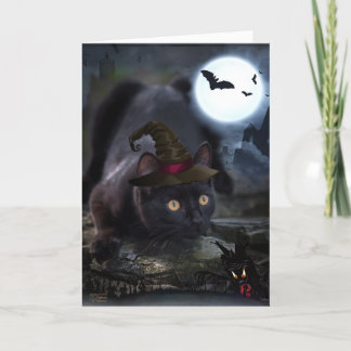 黒猫不気味ハロウィーンカード カード