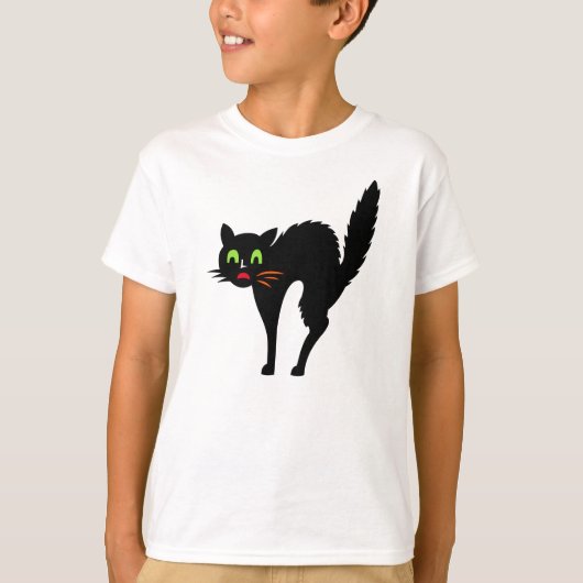 黒猫不気味少年ハロウィーントリックまたはトリート Tシャツ (正面)