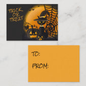 黒猫不気味魔女ハットハロウィーン教室 ノートカード (正面/裏面)