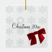 黒猫初めてのクリスマスペットフォトフレーム赤弓 セラミックオーナメント (裏面)