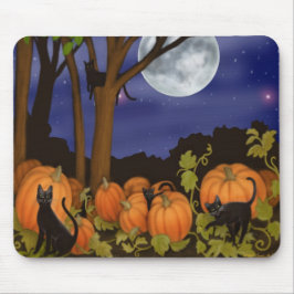 黒猫及びカボチャマウスパッド マウスパッド