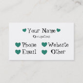 黒猫及びハート形ヤーン(ターコイズ) 名刺 (裏面)