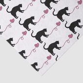 黒猫及びハート形ヤーン(ピンク) 薄葉紙 (詳細)