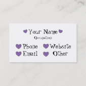 黒猫及びハート形ヤーン(紫色) 名刺 (裏面)