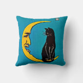 黒猫及び三日月形の月の枕 クッション (裏面)