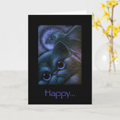 黒猫及びRAVEN/CROWハロウィンカード カード (黄色い花)