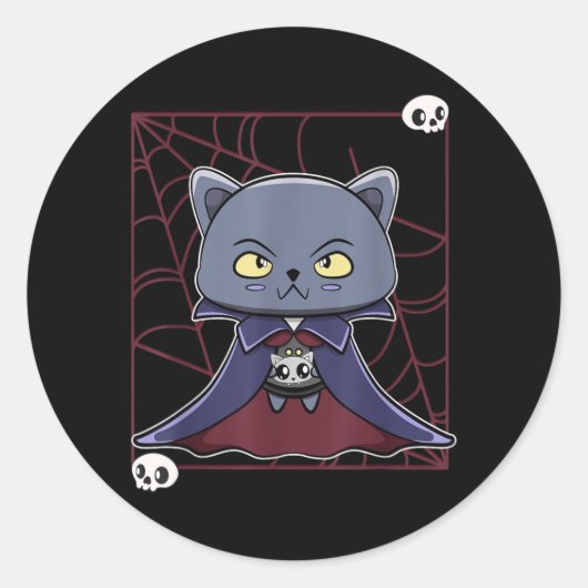 黒猫吸血鬼ドラキュラとモンスターのアイテム用 ラウンドシール (正面)