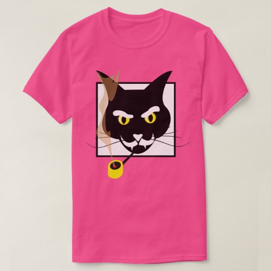 黒猫喫煙魔法ウィザード Tシャツ (デザイン正面)