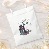 黒猫墓石ツリーハロウィーン フェイバーバッグ (クリップ留めされた状態)