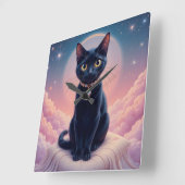 黒猫天国の女王 スクエア壁時計 (傾斜)