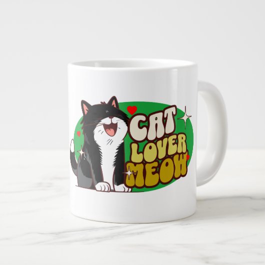 黒猫好きさん - 黒猫 ジャンボコーヒーマグカップ (正面右)