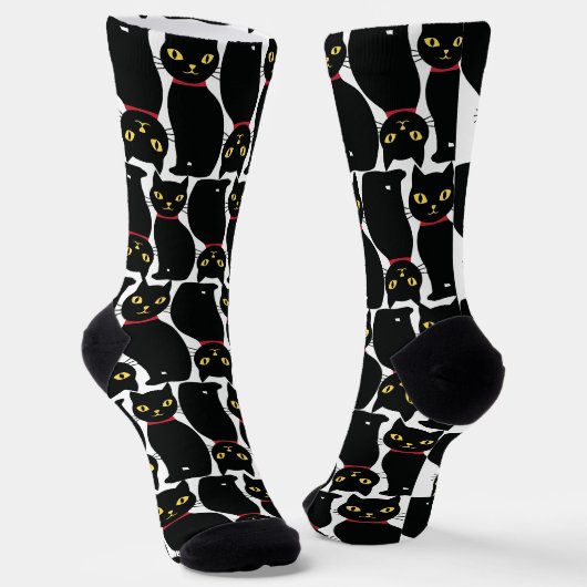 黒猫好きのためのキュートな黒猫ソックスギフト ソックス (傾斜あり)