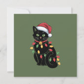 黒猫好きのためのクリスマス 子猫 ギフト 猫ママ への クリスマスプレゼント 招待状 (正面)