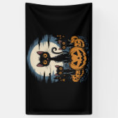 黒猫好きのためのハロウィン 星空の夜 ヴァンゴッホ 横断幕 (縦)