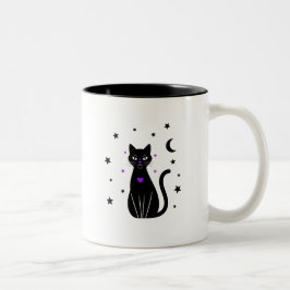 黒猫好きののぞき見コーヒーカップ ツートーンマグカップ