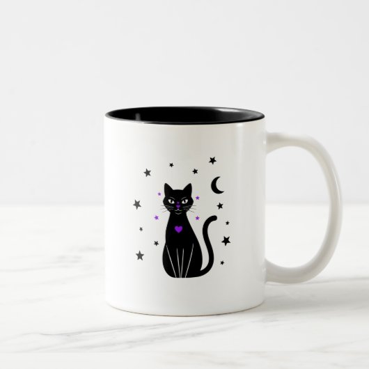 黒猫好きののぞき見コーヒーカップ ツートーンマグカップ (右)