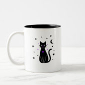 黒猫好きののぞき見コーヒーカップ ツートーンマグカップ (左)