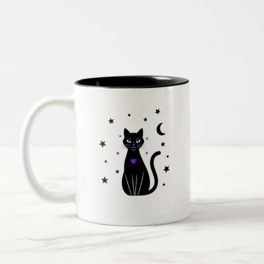 黒猫好きののぞき見コーヒーカップ ツートーンマグカップ (左)