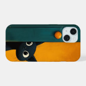 黒猫好きの電話口番 iPhone 15ケース (裏面横)