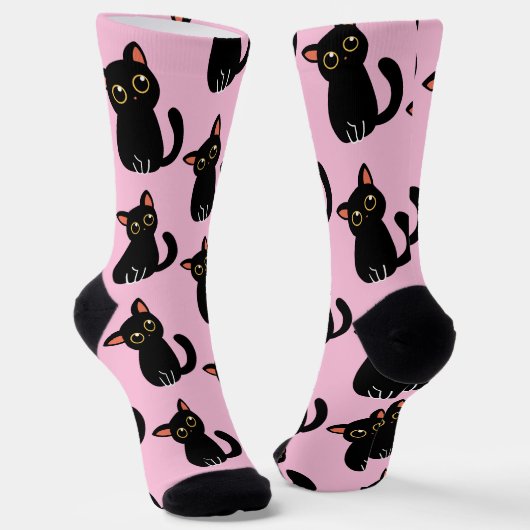 黒猫好きへのギフトに最適な可愛い黒猫ソックス ソックス (傾斜あり)