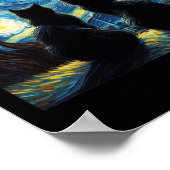 黒猫好き 星空 ヴァンゴッホ 猫ママ 猫 ポスター (角)