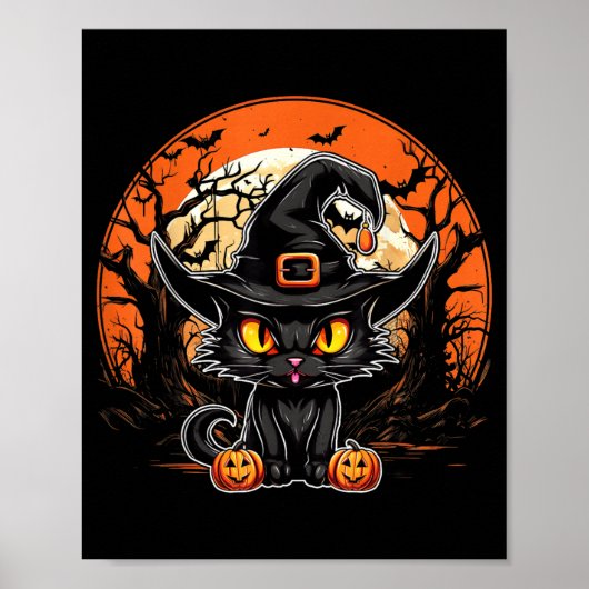 黒猫好き - 黒猫 ハロウィーン スプーキー ゴースト ポスター (正面)