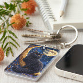 黒猫威厳のあるが休む キーホルダー (正面右)