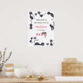 黒猫子供の誕生日歓迎 ポスター (キッチン)