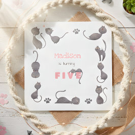 黒猫子供の誕生日紙 スタンダードランチョンナプキン