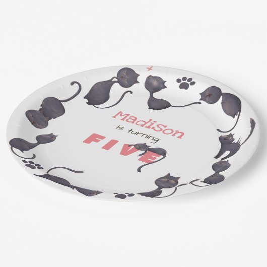 黒猫子供の誕生日 ペーパープレート (アングル)