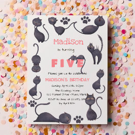 黒猫子供の誕生日 招待状